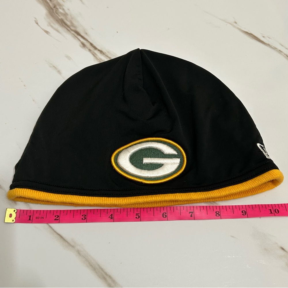 💎 3/$30 New Era Green Bay Packers NFL Tech-Knit Beanie Skully Black Gold Fleece - Picture 5 of 5